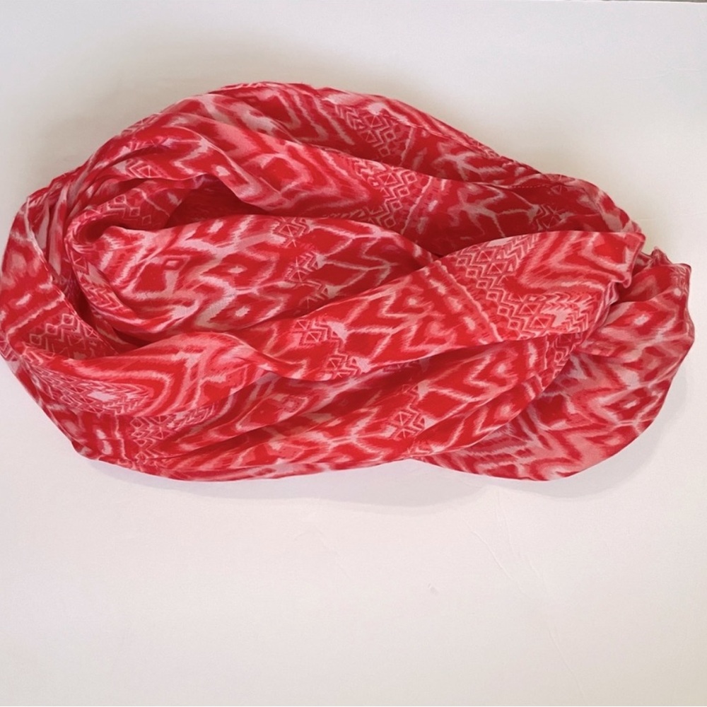 Hobby Lobby Ikat Infinity Scarf Red Lightweight Ethnic Tribal Geometric Boho